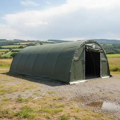 Rundbogenhalle 9,15m x 10m x 4,5m - PVC 650 g/m², dunkelgrün ! Neu !