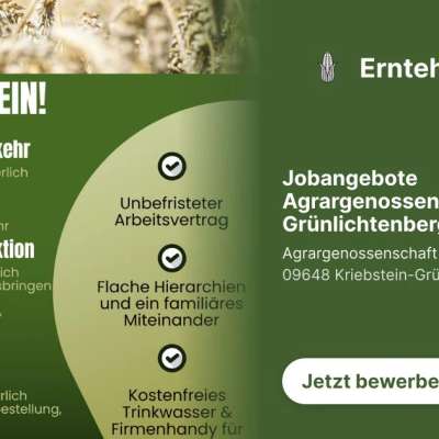 Jobangebote Agrargenossenschaft Grünlichtenberg e.G.