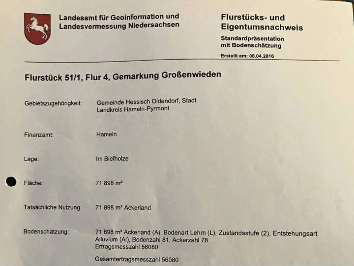ackerland |&nbsp;niedersachsen | 31840 hessisch-oldendorf | zu verkaufen