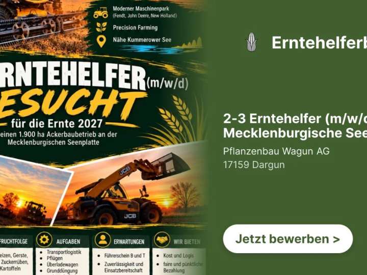 2-3 Erntehelfer (m/w/d) Mecklenburgische Seenplatte