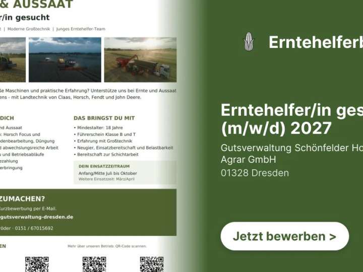 Erntehelfer/in gesucht (m/w/d) 2027