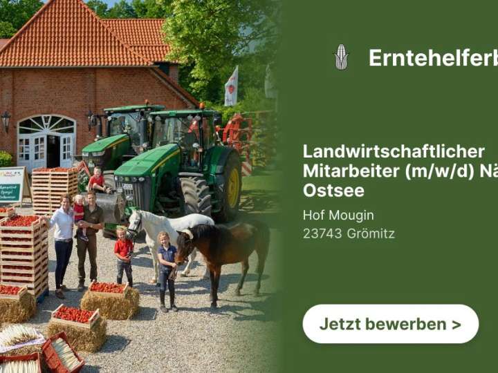 Landwirtschaftlicher Mitarbeiter (m/w/d) Nähe Ostsee