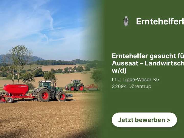 Erntehelfer gesucht für Aussaat – Landwirtschaft (m/w/d)