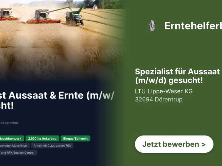 Spezialist für Aussaat & Ernte (m/w/d) gesucht!