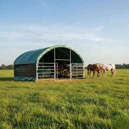 Weidezelt | 6m x 6m x 3,7m - PVC 750 g/m², dunkelgrün ! Neu !