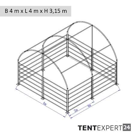 Weidezelt | 6m x 6m x 3,7m - PVC 750 g/m², dunkelgrün ! Neu ! - Bild 3