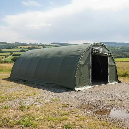 Rundbogenhalle 9,15m x 10m x 4,5m - PVC 650 g/m², dunkelgrün ! Neu ! - Bild 2