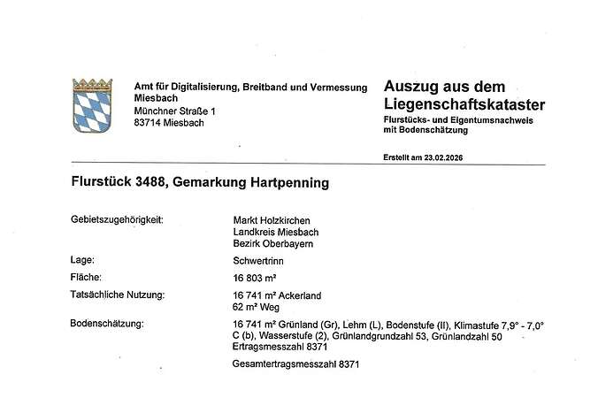 1,7 ha Ackerland- Roggersdorf (Holzkirchen) / zusätzlich 3,5ha verfügbar - Bild 2