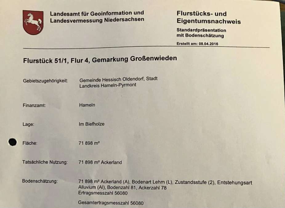 ackerland |&nbsp;niedersachsen | 31840 hessisch-oldendorf | zu verkaufen