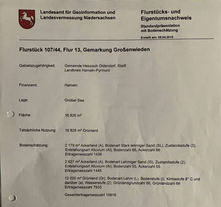 grünland |&nbsp;niedersachsen | 31840 hessisch-oldendorf | zu verkaufen - Bild 1
