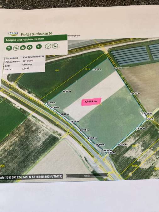 3,7083ha Ackerland in Kleinlangheim (Kreis Kitzingen) - Bild 1