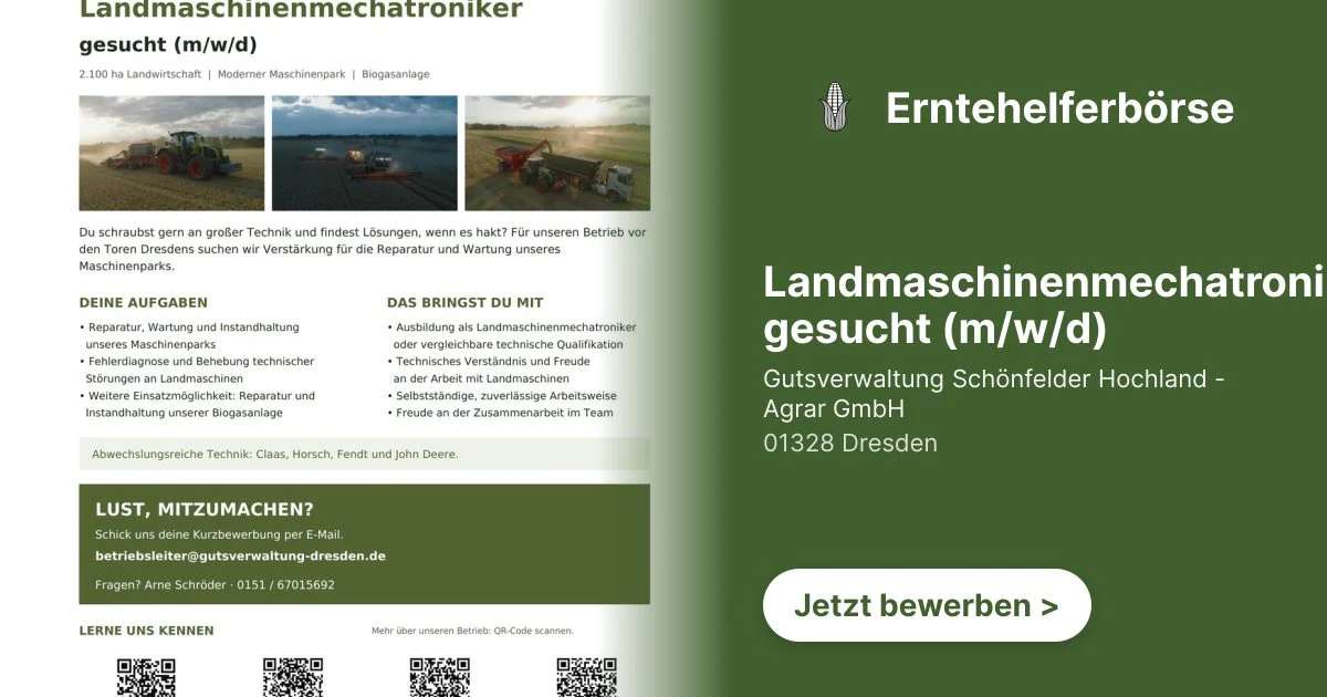Landmaschinenmechatroniker gesucht (m/w/d)