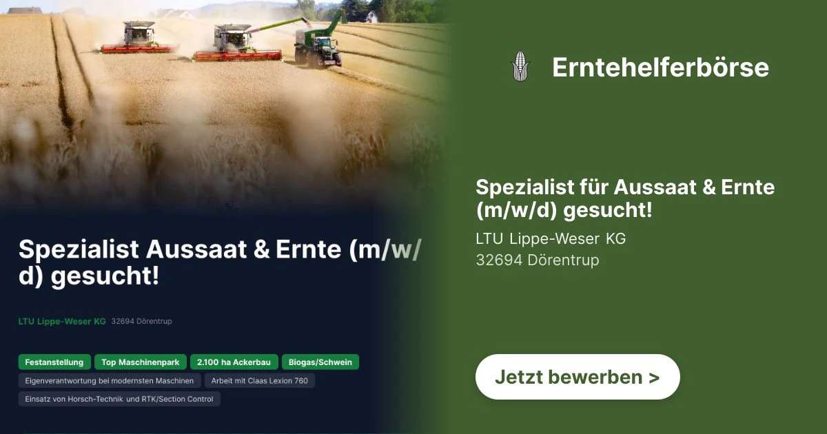 Spezialist für Aussaat & Ernte (m/w/d) gesucht! - Bild 1